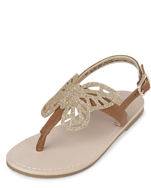 Toddler Girls Glitter Butterfly T-Strap Sandals