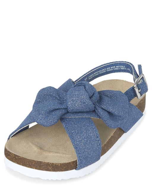 Toddler Girls Bow Denim Sandals