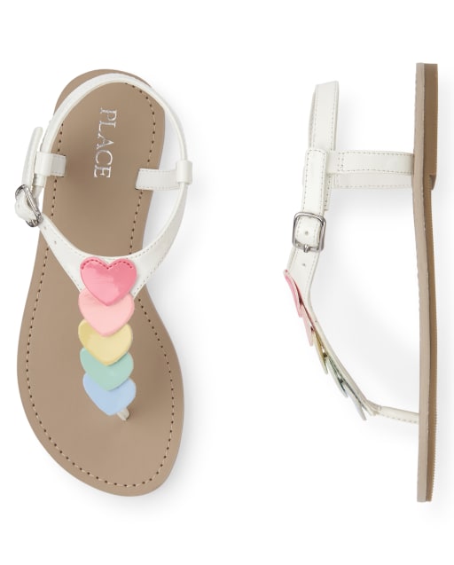rainbow t strap sandals