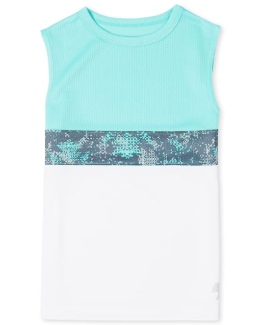 Camiseta sin mangas de alto rendimiento con bloques de color para niños