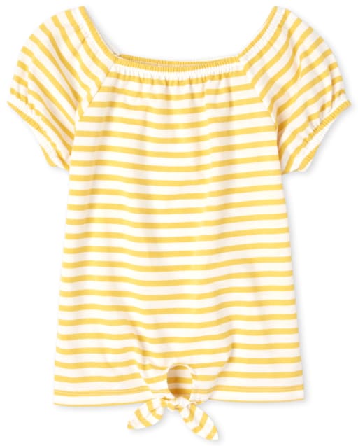 Girls Striped Tie Front Top