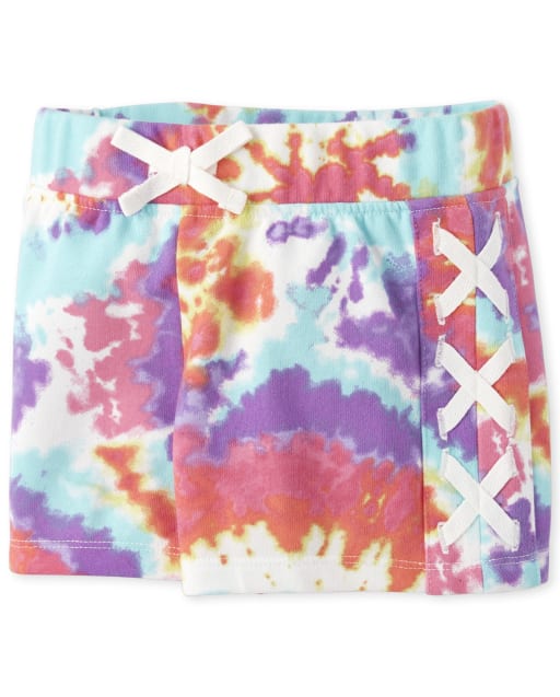 Girls Tie Dye Lace Up Shorts