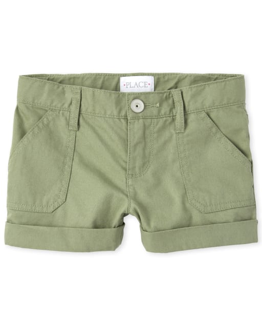 Girls Roll Cuff Twill Shorts