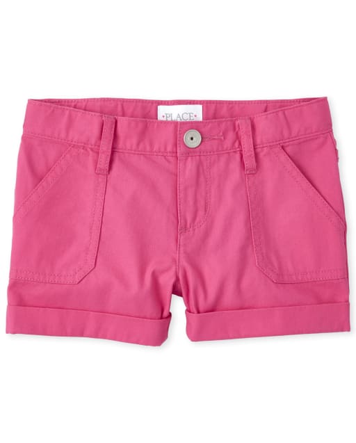 Girls Roll Cuff Twill Shorts