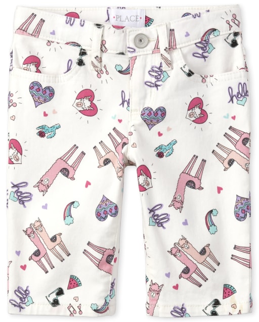 Girls Print Denim Skimmer Shorts