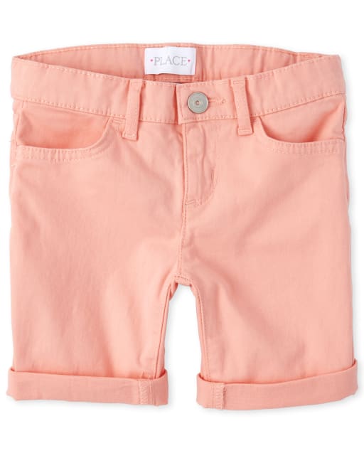 Girls Roll Cuff Denim Skimmer Shorts