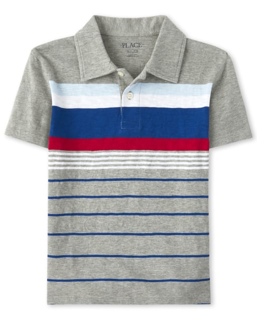 Boys Striped Jersey Polo