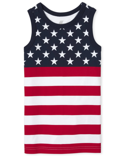 Boys Americana Mix And Match Sleeveless Graphic And Print Tank Top