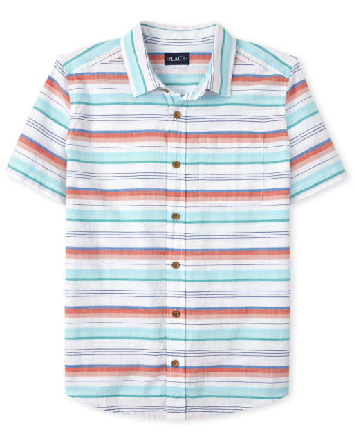 Mens Dad And Me Striped Chambray Matching Button Down Shirt