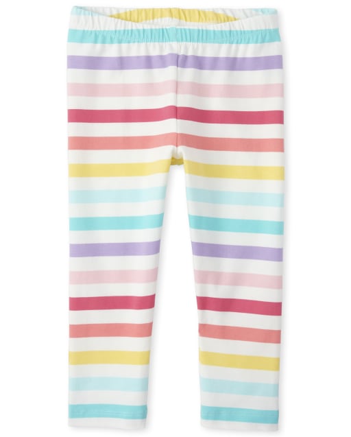 Legging capri rayé arc-en-ciel pour fille