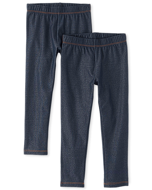Leggings de mezclilla sintética para niñas, paquete de 2