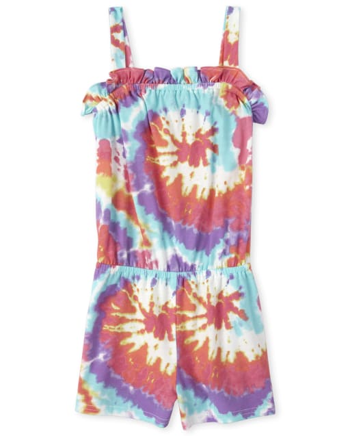Girls Tie Dye Ruffle Romper