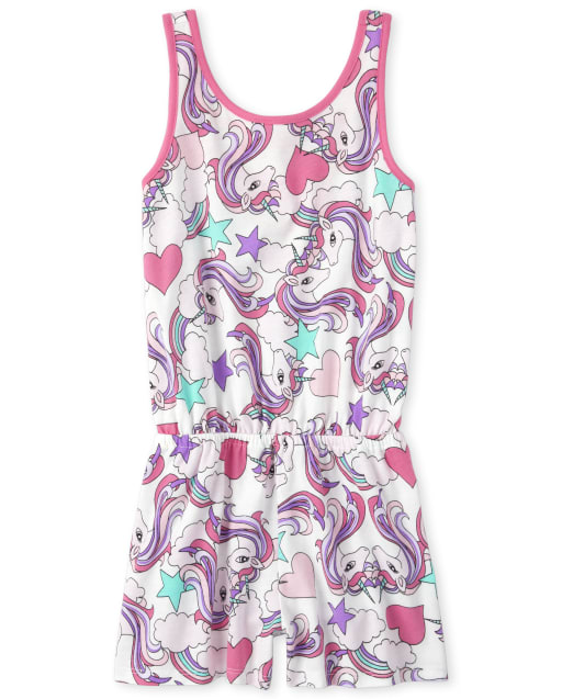 Girls Print Cross Back Romper