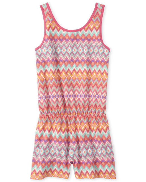 Girls Print Cross Back Romper