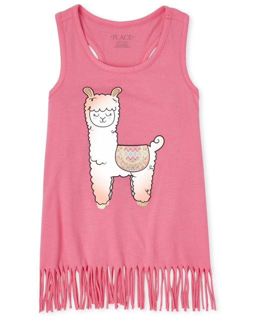 Girls Mix And Match Animal Fringe Racerback Tank Top
