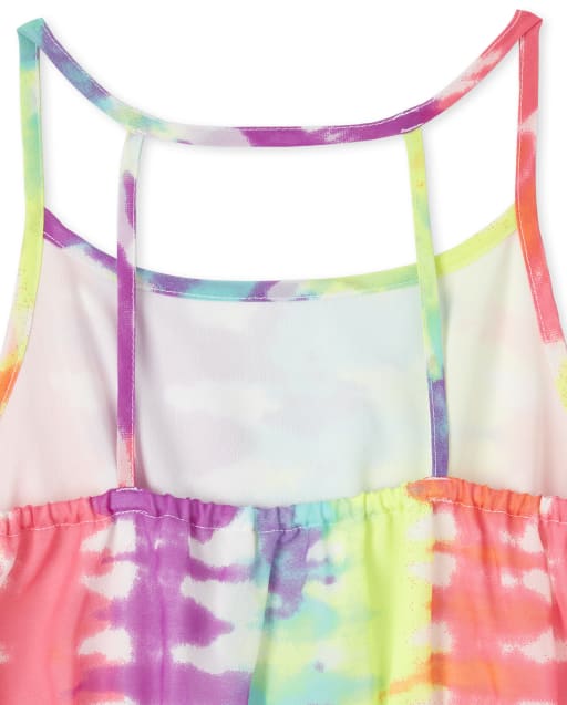 Girls Mommy And Me Sleeveless Tie Dye Woven Matching Sharkbite Hem