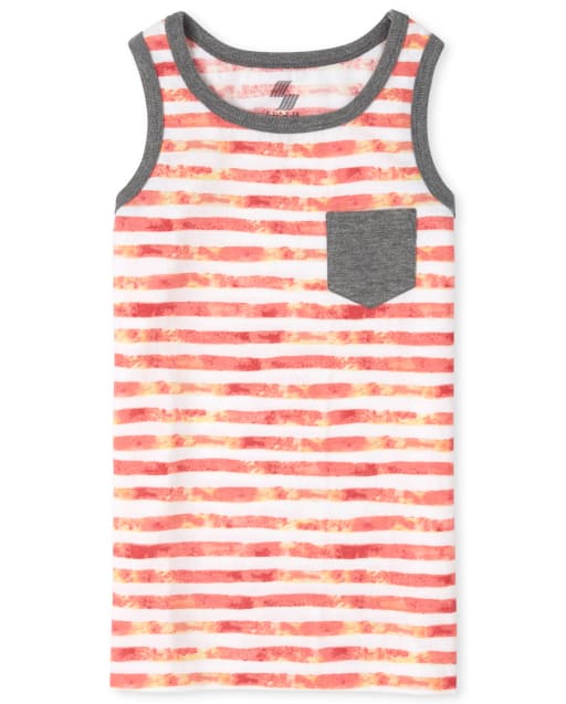 Boys Mix And Match Sleeveless Striped Pocket Tank Top
