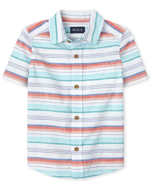 Chemise boutonnée assortie en chambray rayé papa et moi pour garçon