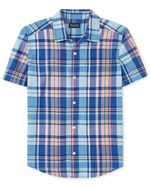 Mens Dad And Me Plaid Poplin Matching Button Down Shirt