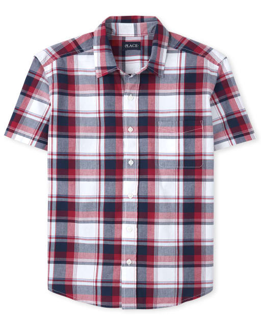 Mens Dad And Me Plaid Poplin Matching Button Down Shirt