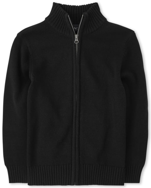 Suéter de cuello simulado con cremallera de uniforme para niños