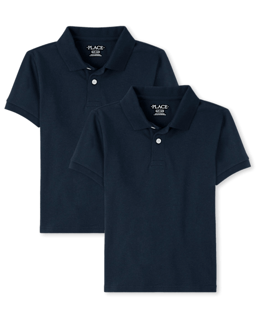 Lot de 2 polos uniformes en piqué pour garçon