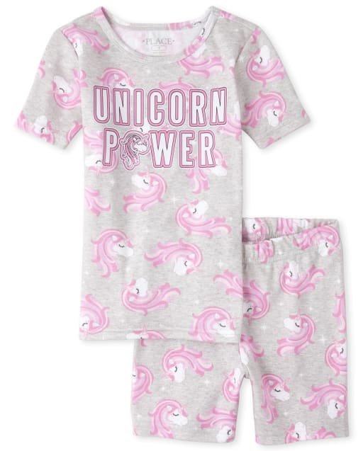 Girls Glow Unicorn Power Snug Fit Cotton Pajamas