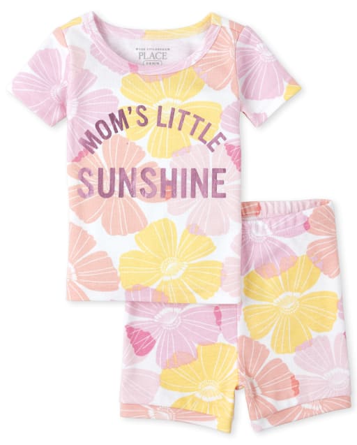 Baby And Toddler Girls Mommy And Me Foil Sunshine Matching Snug Fit Cotton Pajamas