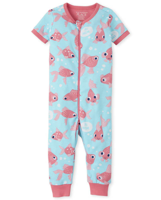 Baby And Toddler Girls Goldfish Snug Fit Cotton One Piece Pajamas