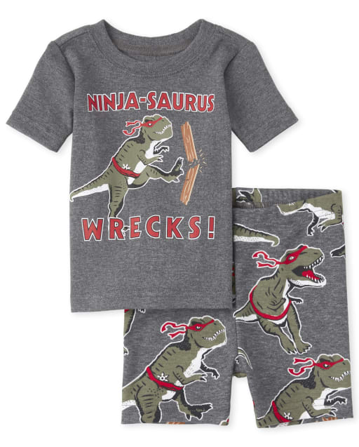 Pijamas de algodón ajustados Dino Ninja para bebés y niños pequeños