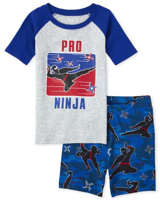 Pijama de algodón de ajuste ceñido Glow Ninja para niños