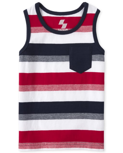 Baby And Toddler Boys Americana Mix And Match Striped Pocket Tank Top