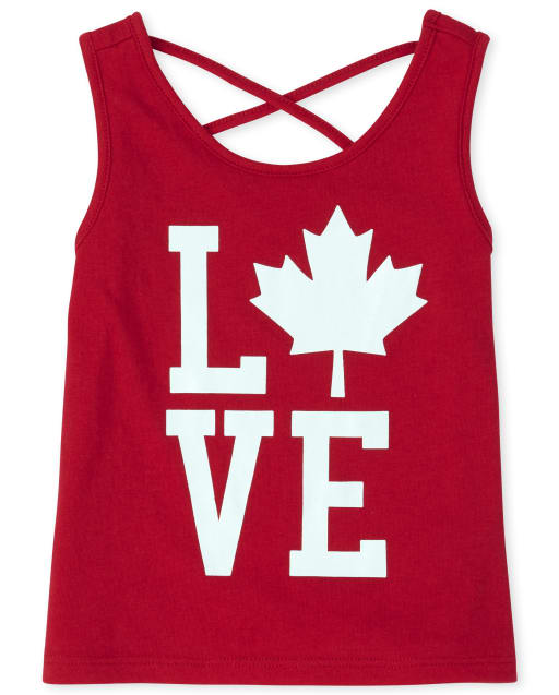 Baby And Toddler Girls Canada Day Mix And Match Glitter Cross Back Tank Top
