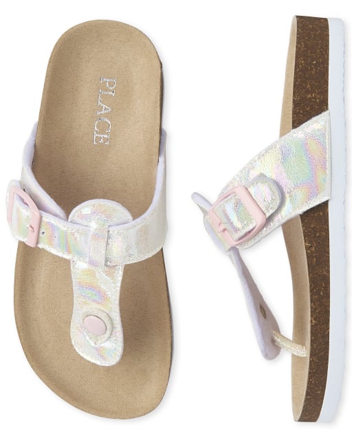 girls iridescent sandals