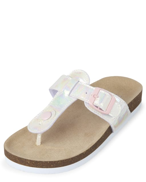 girls iridescent sandals