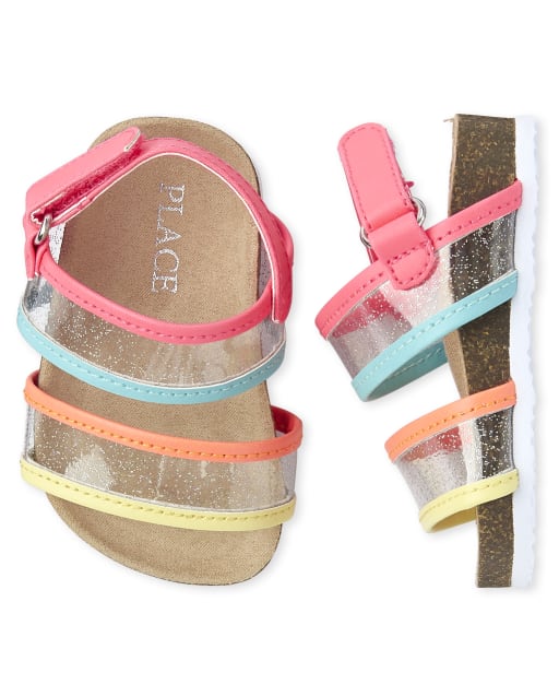 Baby Girls Glitter Rainbow Clear Sandals