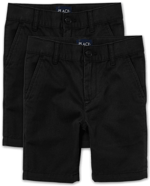 Shorts chinos elásticos de uniforme para niños, paquete de 2