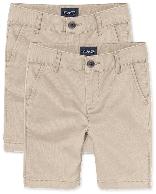 Shorts chinos elásticos de uniforme para niños, paquete de 2
