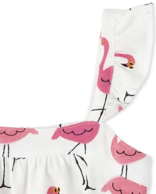 baby girl flamingo romper