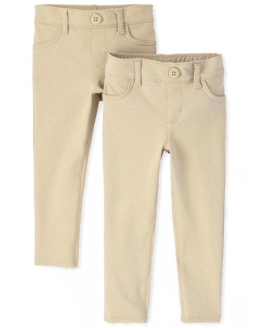 Toddler Girls Uniform Ponte Knit Pull On Jeggings 2-Pack
