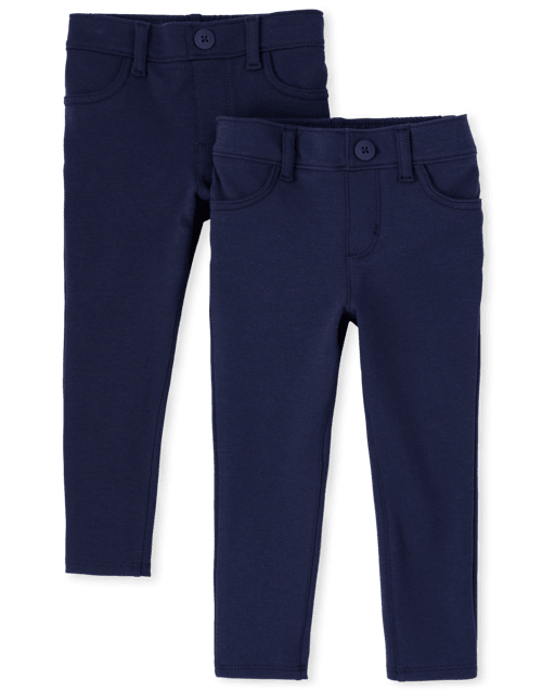 Toddler Girls Uniform Ponte Knit Pull On Jeggings 2-Pack