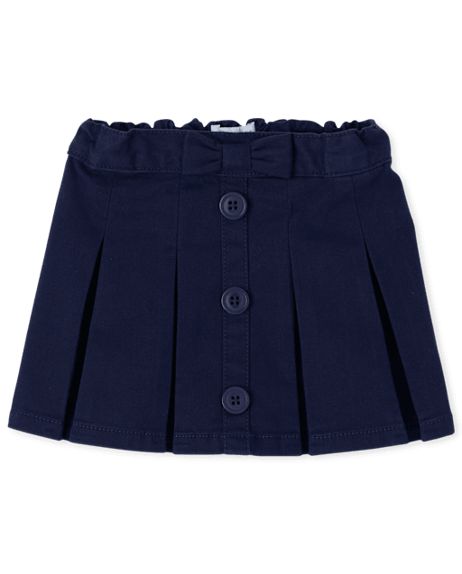 Toddler Girls Uniform Button Pleated Skort