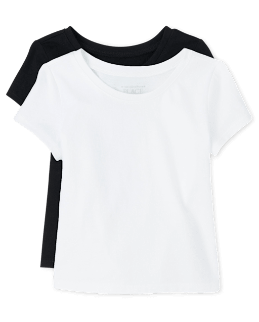 Camiseta básica con capas de uniforme para bebés y niñas pequeñas, paquete de 2
