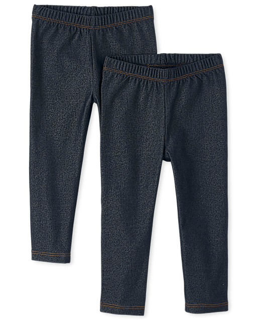 Toddler Girls Faux Denim Leggings 2-Pack