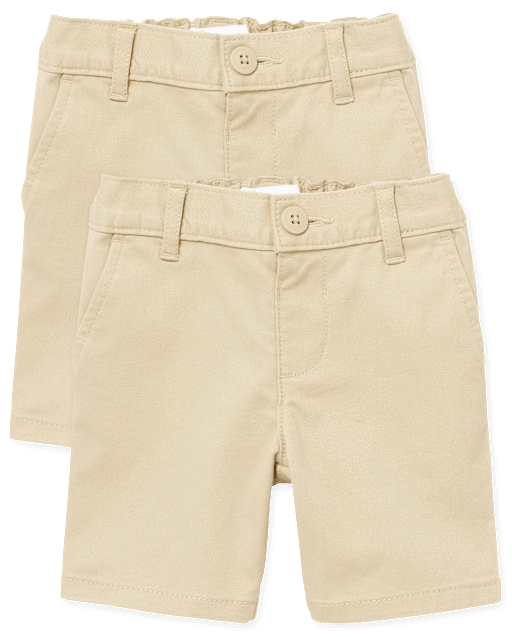 Shorts chinos de uniforme para niñas pequeñas, paquete de 2