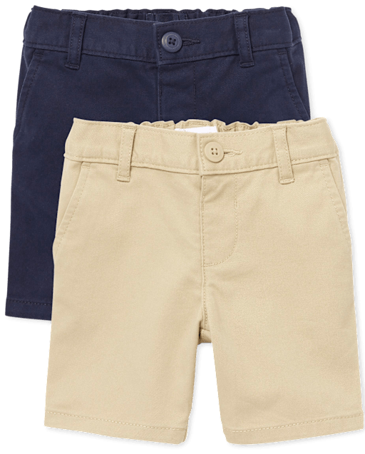 Shorts chinos de uniforme para niñas pequeñas, paquete de 2