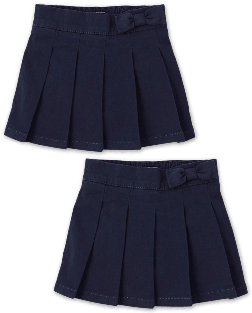 Falda pantalón plisada de uniforme para niñas pequeñas, paquete de 2