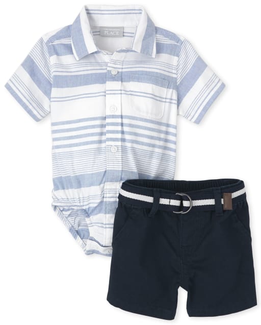 The Childrens Place Boys Belted Chino Shorts