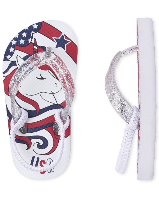 Toddler Girls Americana Glitter Usa Unicorn Graphic Matching