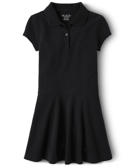 Girls Uniform Short Sleeve Knit Pique Polo Dress